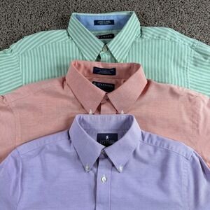 Chaps Stafford lot of 3 Button Down Shirts size 34-35 business casual preppy
